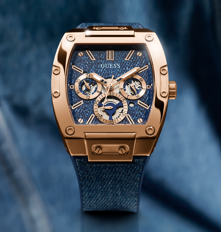 GUESS Mens Blue Rose Gold Tone Multi function Watch GW0786G2 GUESS Watches US