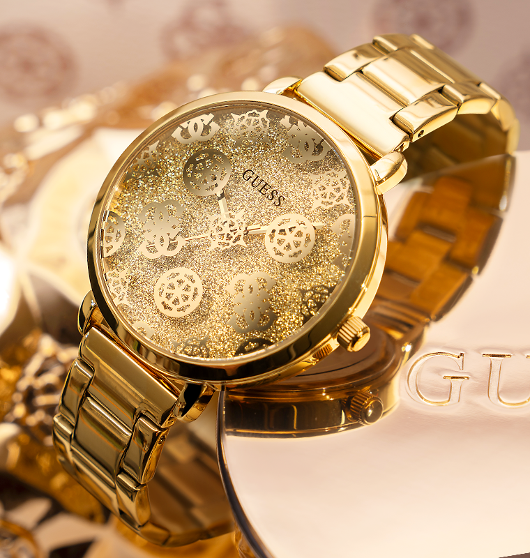 Guess gold logo with patterned dial