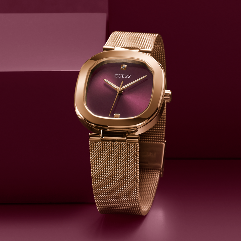 womens rose gold watch with berry dial