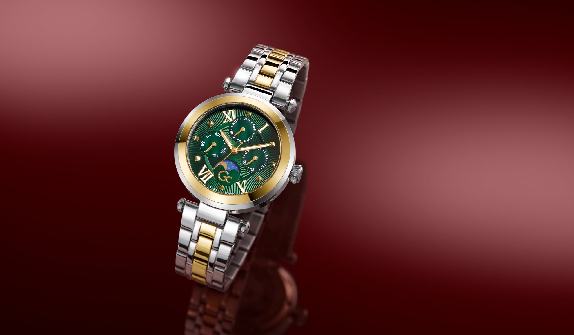 Z62002L9 two tone watch with green dial