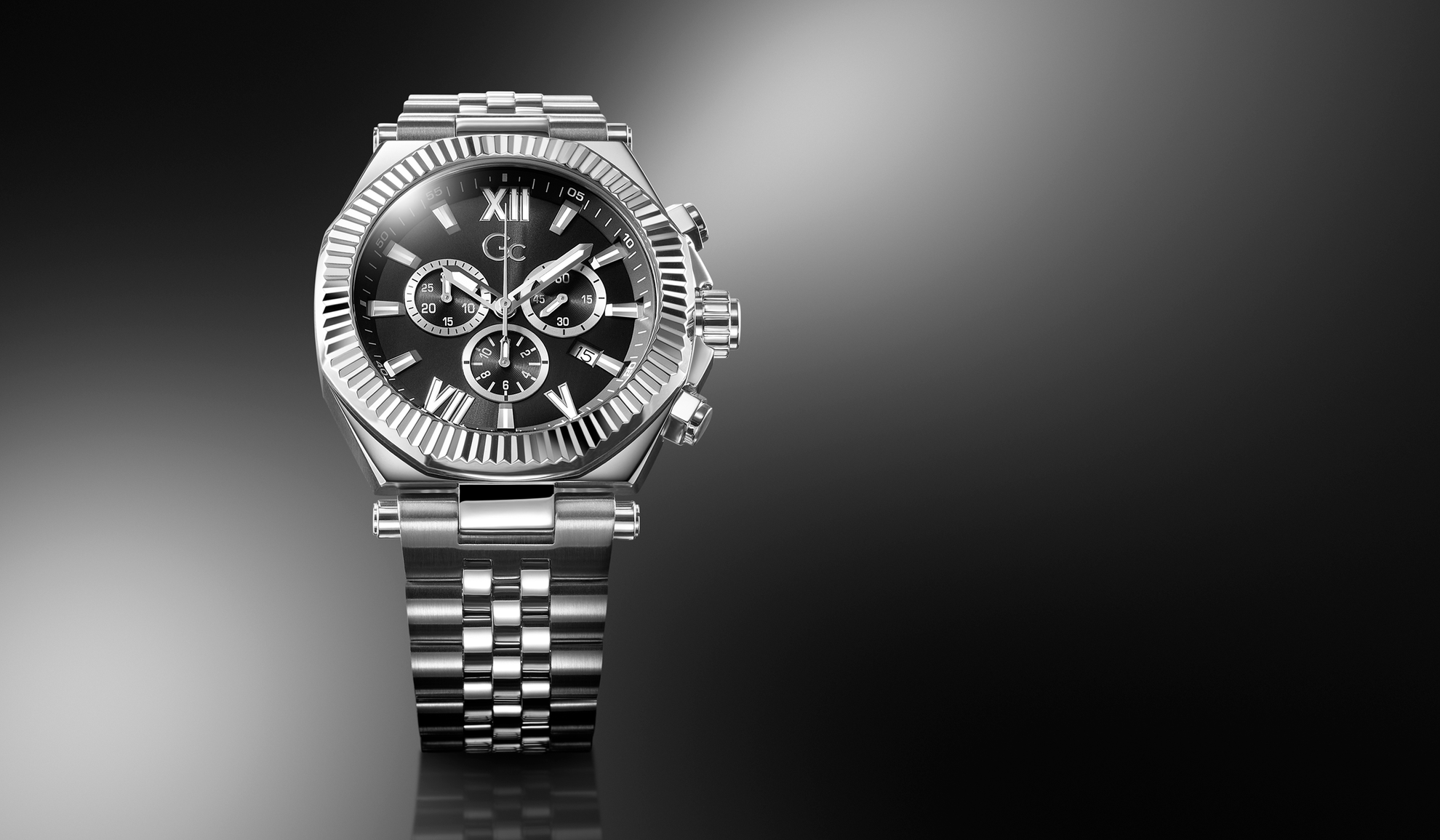 Silver watch Z66001G2 with a black face on a dark background