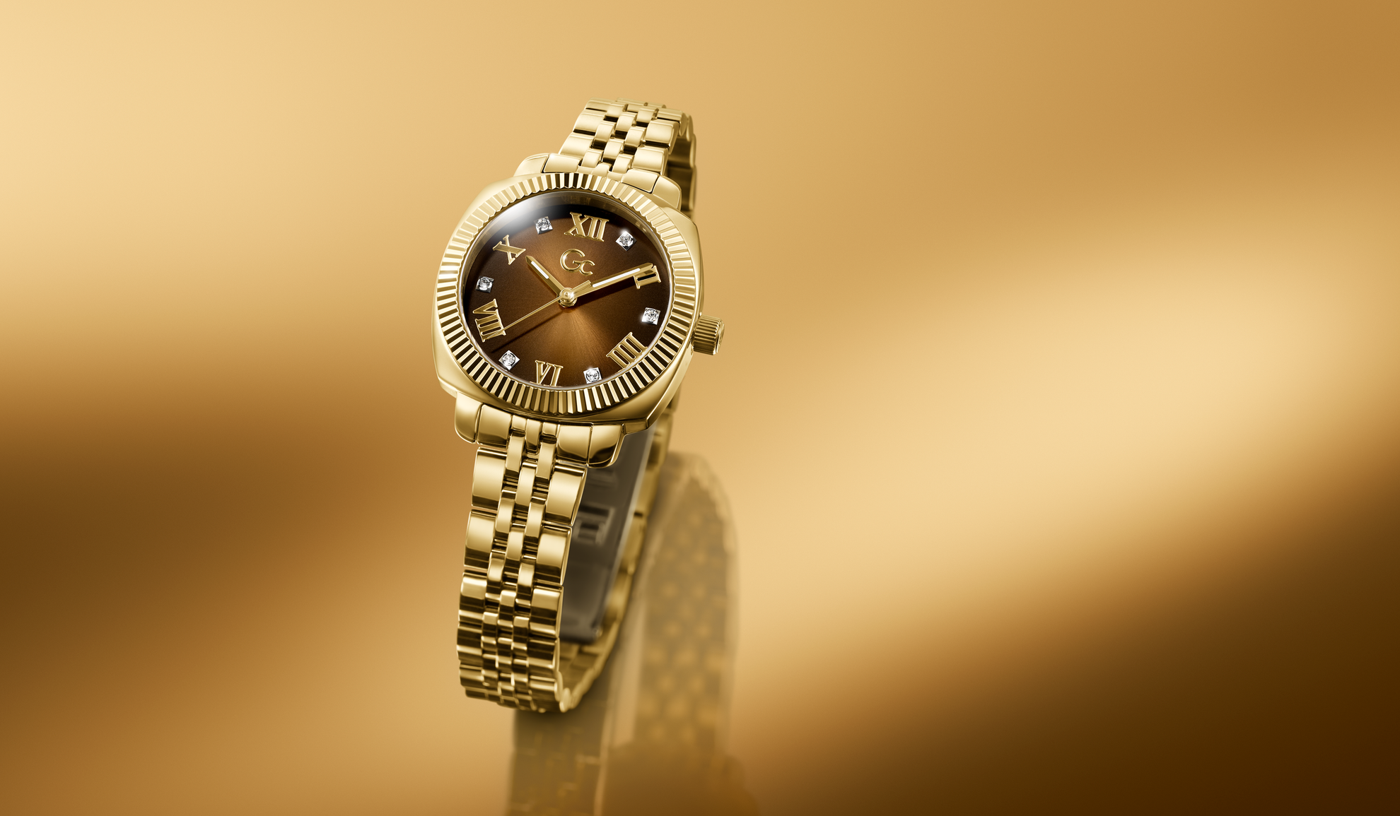 Gold wristwatch Z73001L4 on a gold background