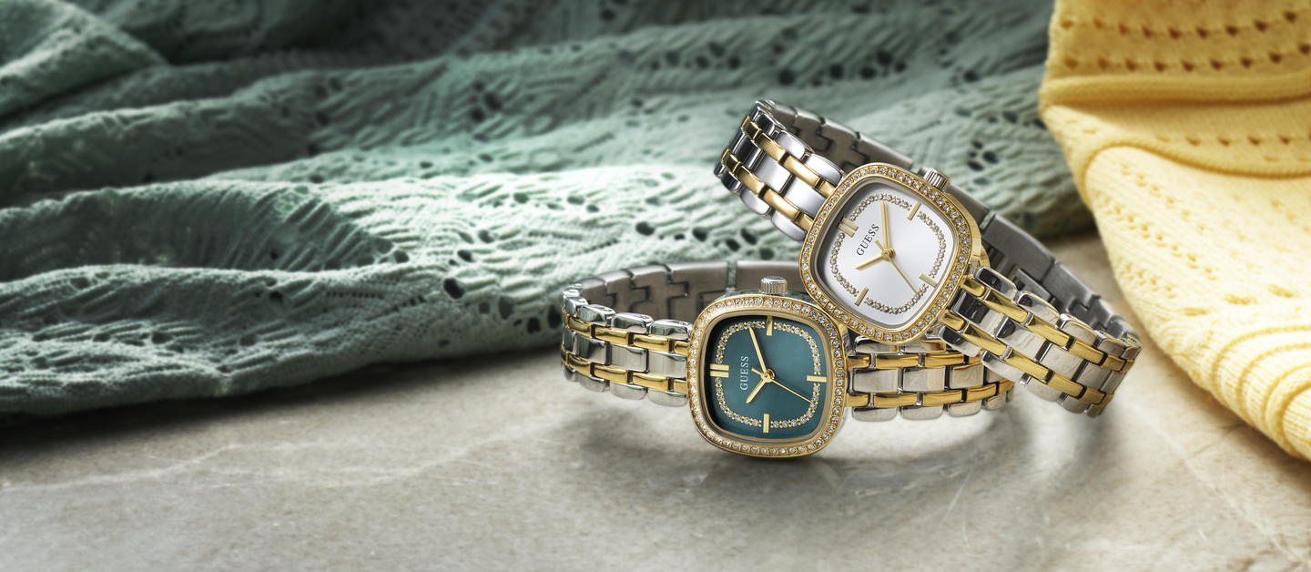 two womens watches with square cases