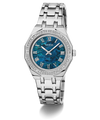 womens silver watch with blue dial