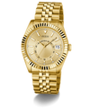 Gold Guess watch on a white background