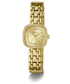 Gold watch with diamond-studded bezel on a white background