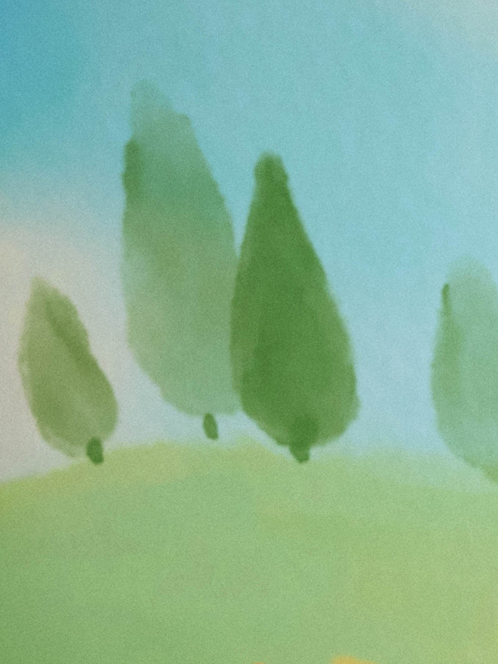background of a crayon drawing of trees