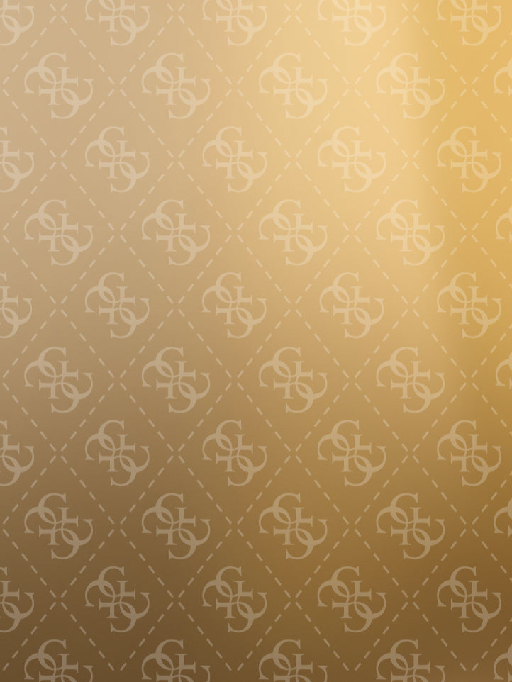 gold gradient background with G pattern overlay