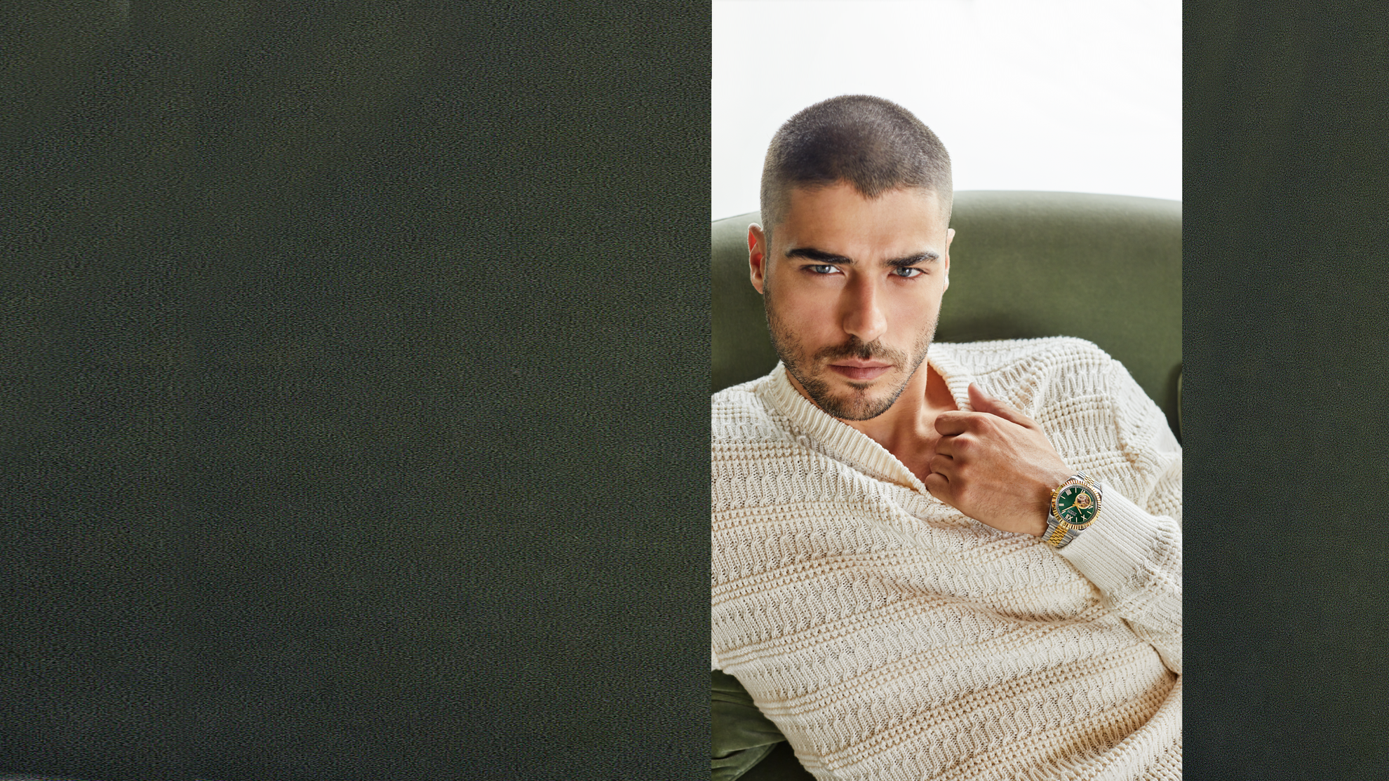 man in white sweater wearing mens guess watch