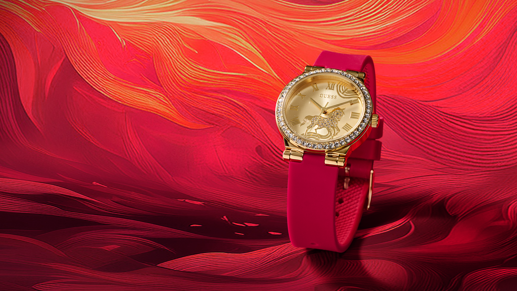 GW0937L1 Lunar New Year watch with red strap
