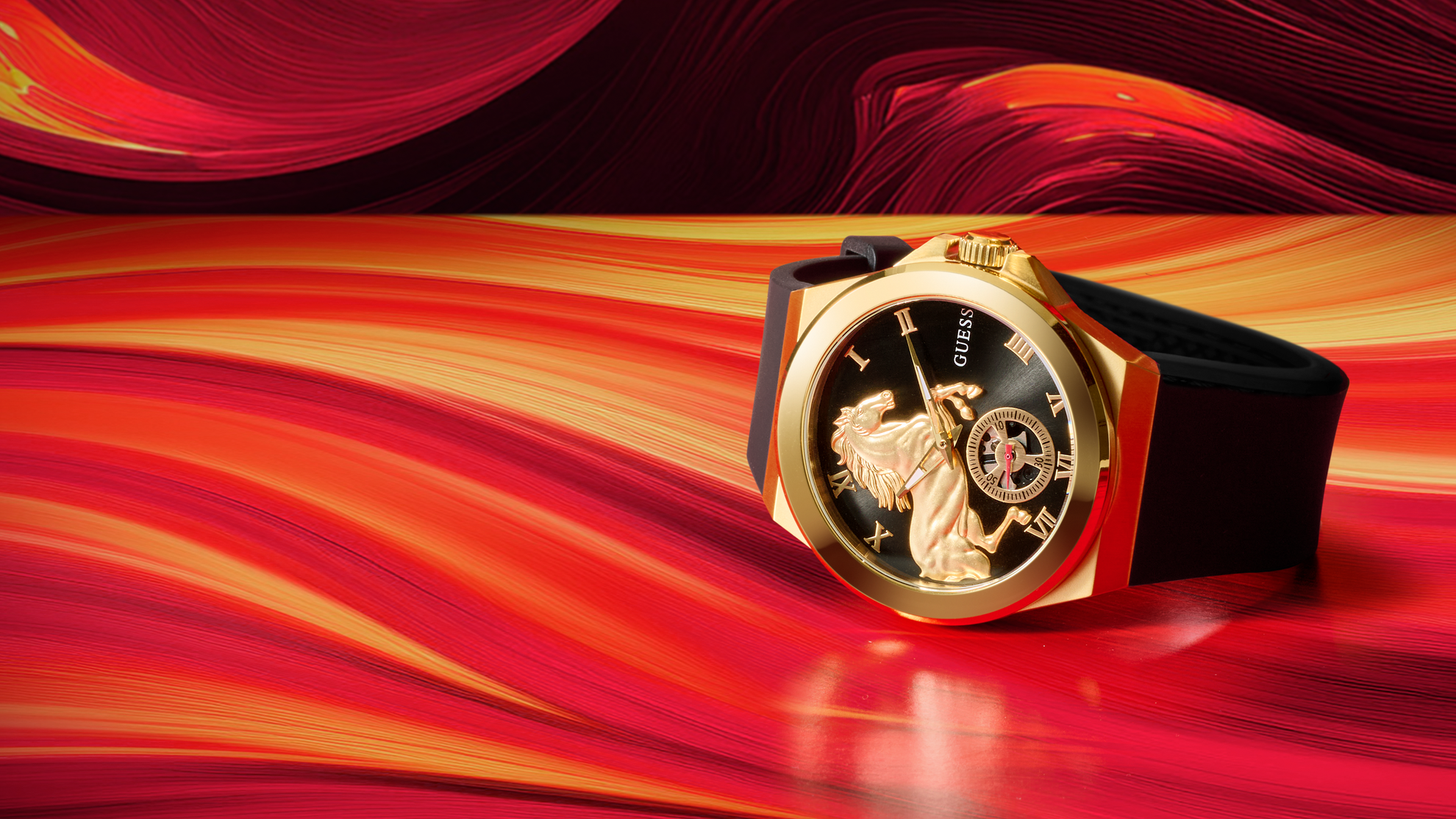 GW0979G1 Lunar New Year mens black & gold GUESS Watch