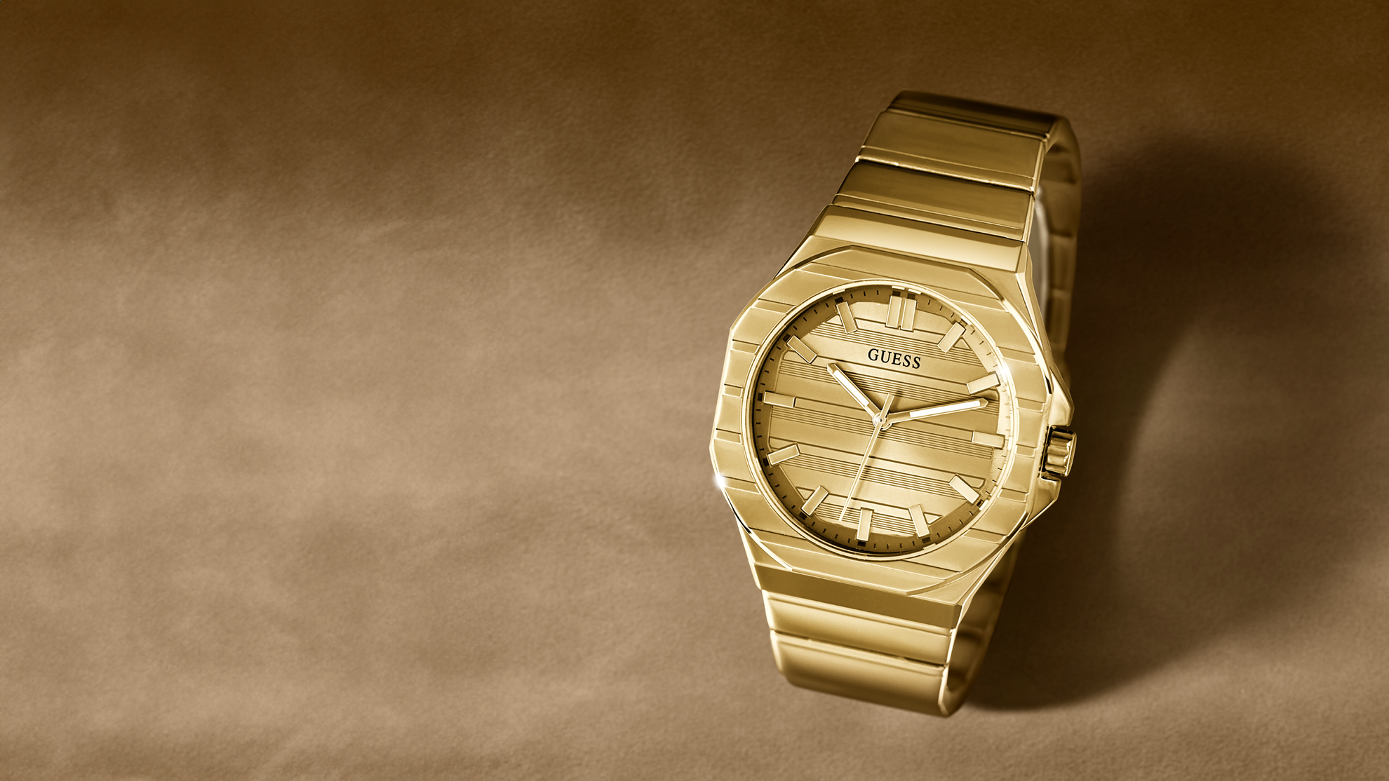 Gold watch GW1070G2  with a brown background