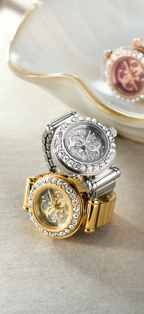 GUESS Ladies Large Anna Silver Tone Analog Watch Ring - GW1078L1 ...