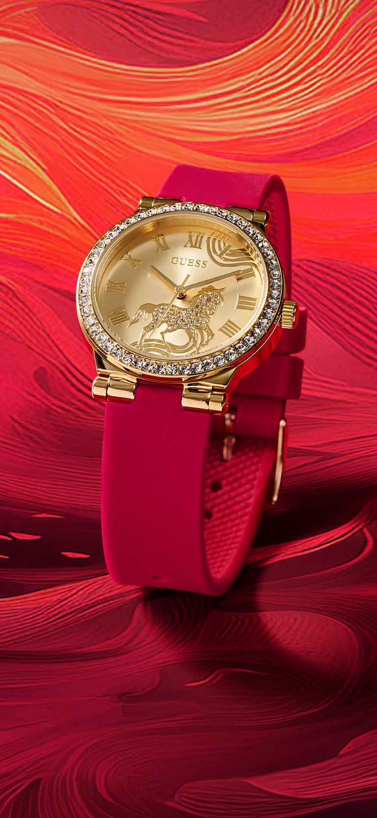 GW0937L1 Lunar New Year watch with red strap by GUESS