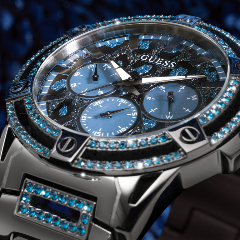 mens blue animal watch with crystals