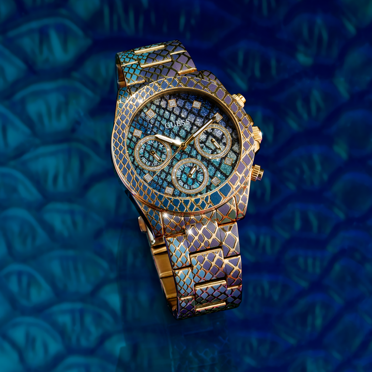 womens python patterned watch in iridescent tones