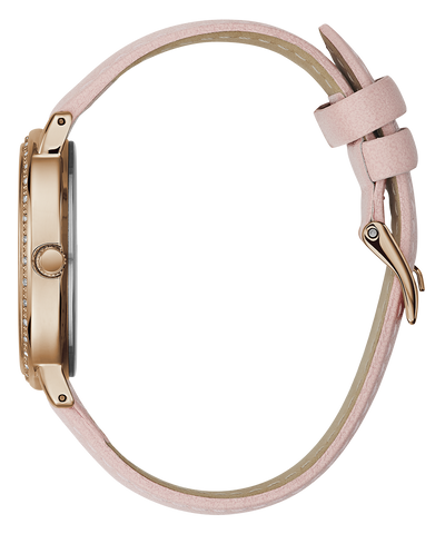 GUESS Ladies Pink Rose Gold Tone Analog Watch