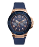 GUESS Mens Blue Rose Gold Tone Multi-function Watch