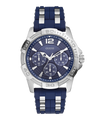 GUESS Mens Blue Silver Tone Analog Watch