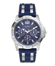 GUESS Mens Blue Silver Tone Analog Watch