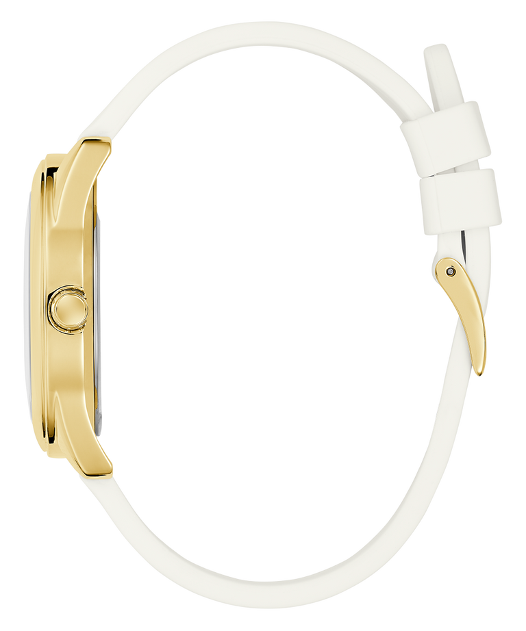 GUESS Ladies White Gold Tone Analog Watch