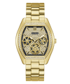 Gold watch with intricate design on a white background