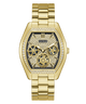 Gold watch with intricate design on a white background