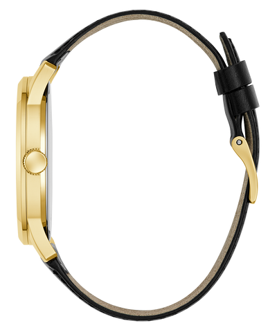 GUESS Mens Black Gold Tone Analog Watch