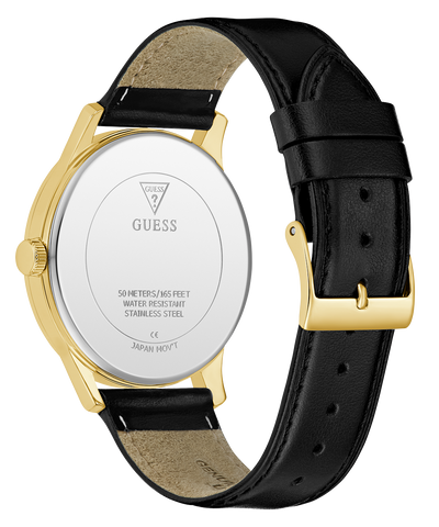 GUESS Mens Black Gold Tone Analog Watch