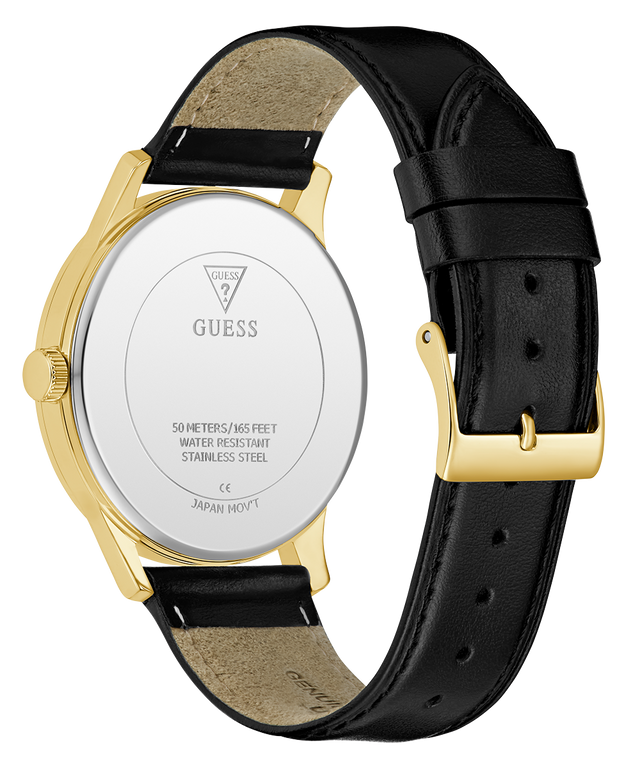GUESS Mens Black Gold Tone Analog Watch