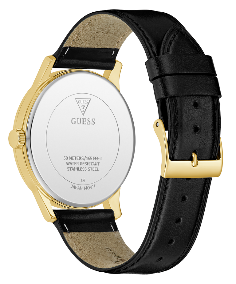 GUESS Mens Black Gold Tone Analog Watch