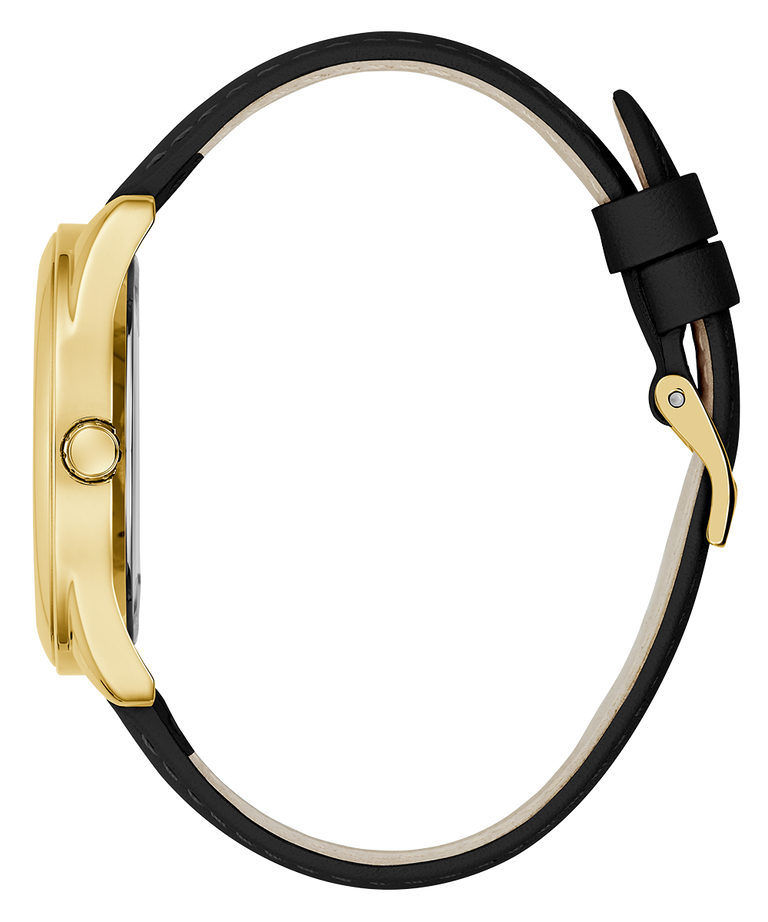 GUESS Ladies Black Gold Tone Analog Watch