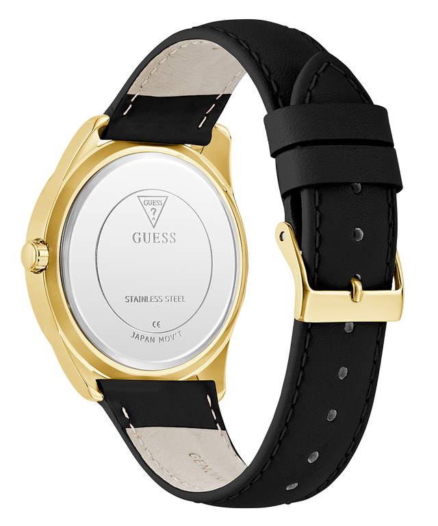 GUESS Ladies Black Gold Tone Analog Watch