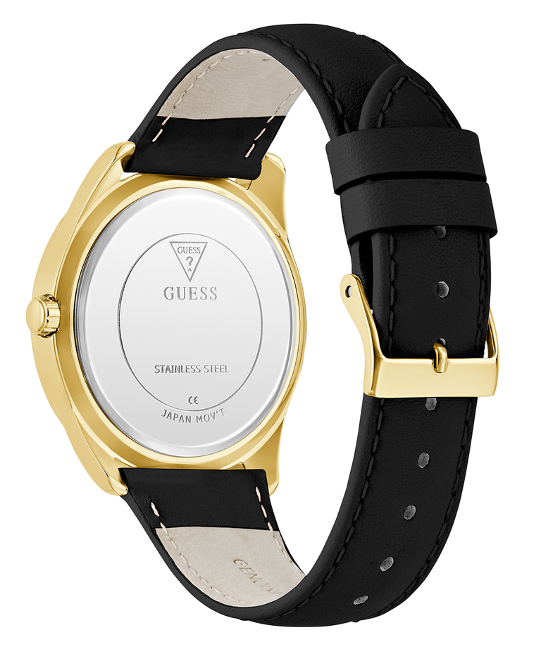GUESS Ladies Black Gold Tone Analog Watch