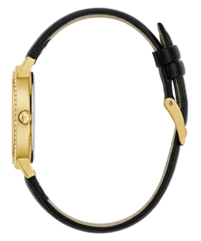 GUESS Ladies Black Gold Tone Analog Watch