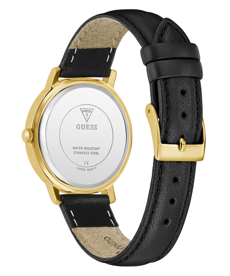 GUESS Ladies Black Gold Tone Analog Watch