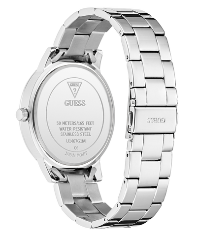 GUESS Mens Silver Tone Analog Watch