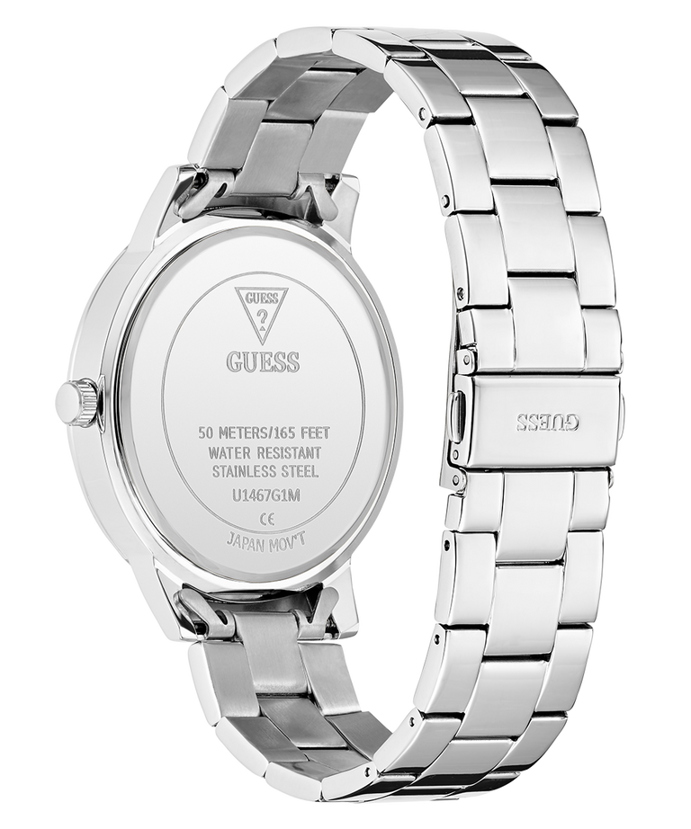 GUESS Mens Silver Tone Analog Watch