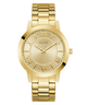 Gold watch with Guess logo on a white background