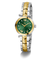 Gc Illusion Small Size Metal Two-tone gold and silver watch with a green dial on a white background