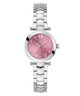 Silver Gc Illusion Small Size Metal watch with a pink face on a white background