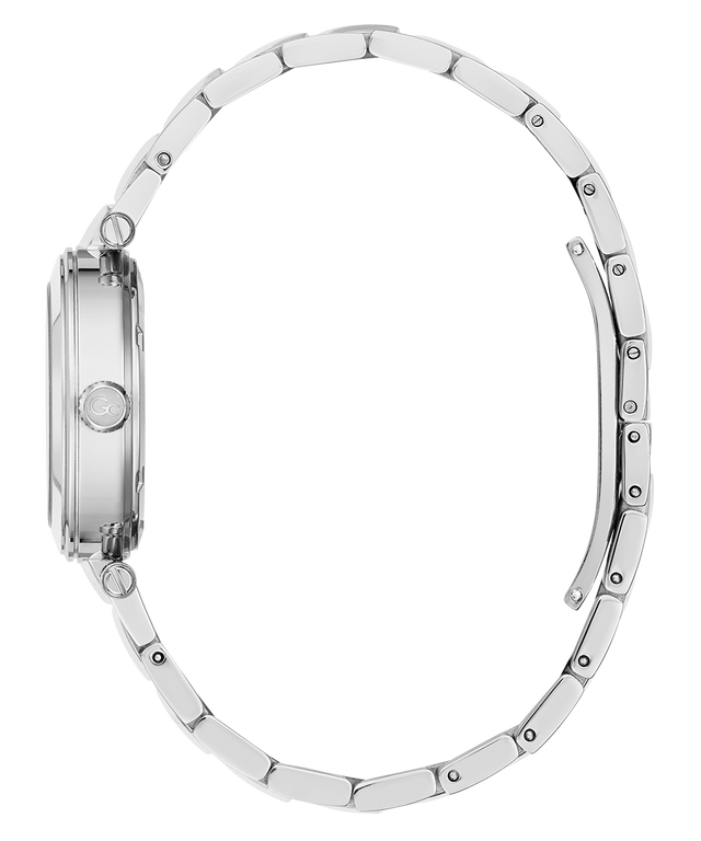 Gc Illusion Small Size Metal Silver watch with a detailed band on a white background