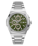 Gc Coussin Shape Chrono Metal Silver watch with a green dial on a white background