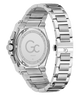 Gc Coussin Shape Chrono Metal Silver watch with a detailed caseback on a white background
