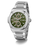 Gc Coussin Shape Chrono Metal Silver watch with a green dial on a white background