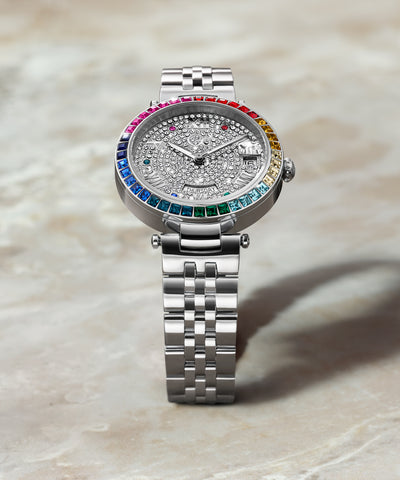 Gc Flair Mid Size Metal lifestyle silver and glitz watch