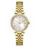Gc Flair Crystal Mid Size Metal Gold watch with a white face and diamond accents on a white background