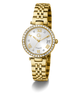Gc Flair Crystal Mid Size Metal Gold watch with diamond-studded face on a white background