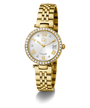 Gc Flair Crystal Mid Size Metal Gold watch with diamond-studded face on a white background