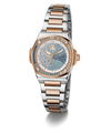 Gc Coussin Shape Mini Small Size Metal watch with rose gold and silver band on a white background